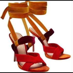 Zara Multicolored Ankle Wrap Heels